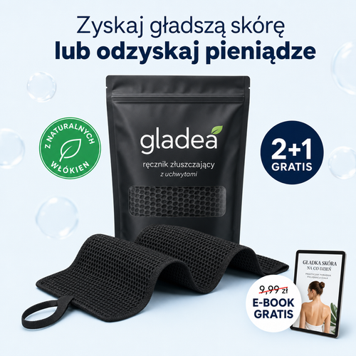 Gladea – ręcznik złuszczający z bambusa, saszetka i 2+1 gratis
